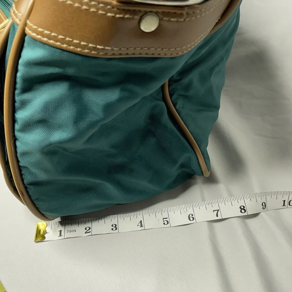 Vintage Jaguar Canvas Leather Duffle Bag Green Medium Large 90s Travel Luggage